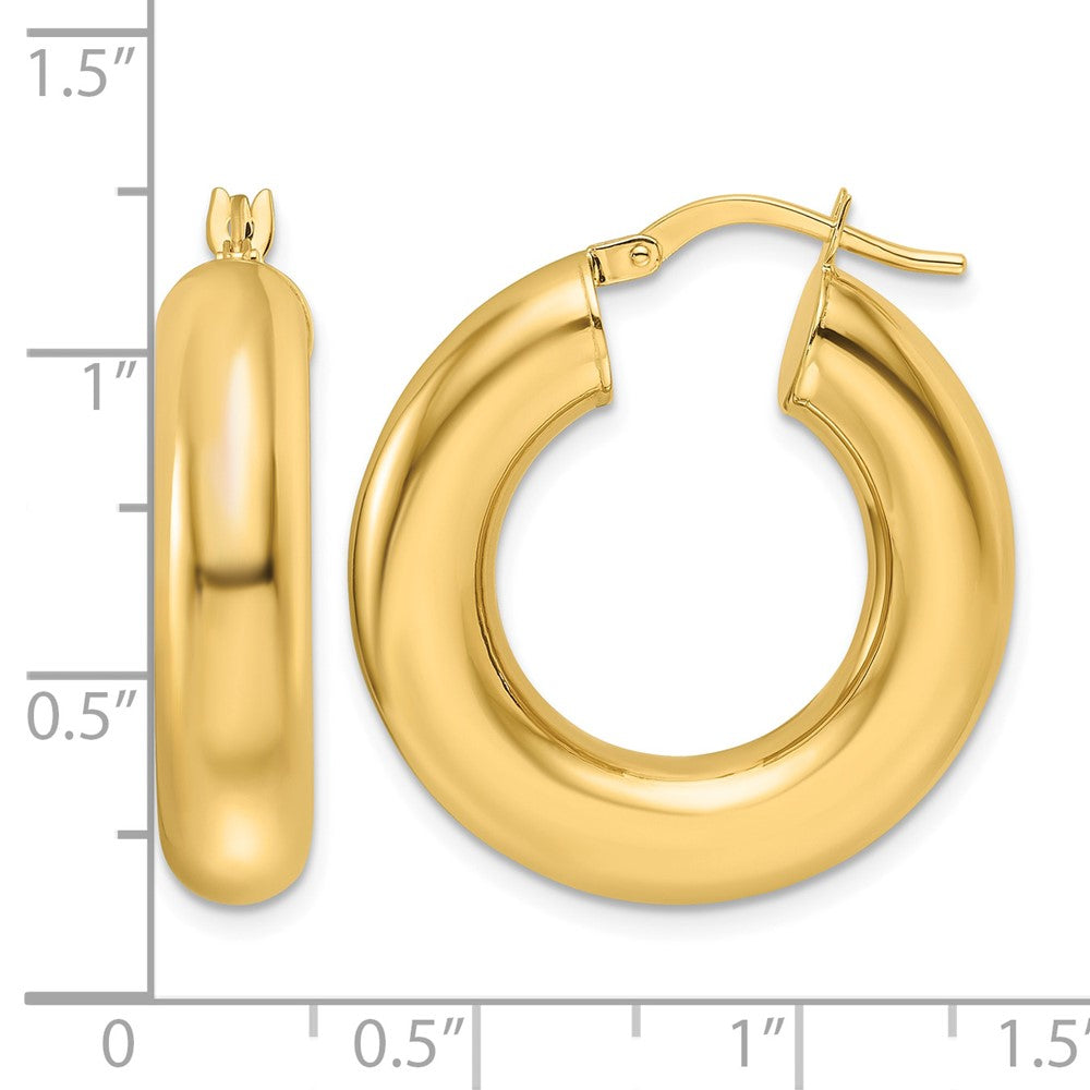 14k Polished 6mm Hollow Round Tube Round Hoop Earrings