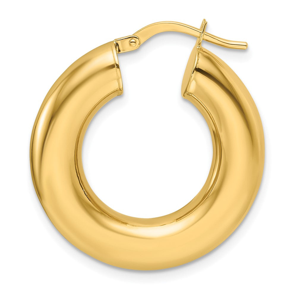 Single 14k Polished 6mm Hollow Round Tube Round Hoop Earring