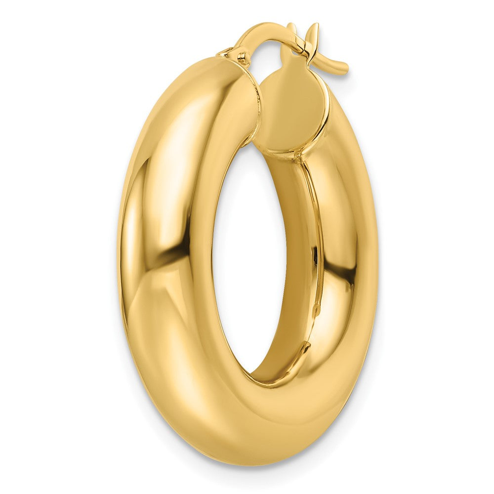 Single 14k Polished 6mm Hollow Round Tube Round Hoop Earring