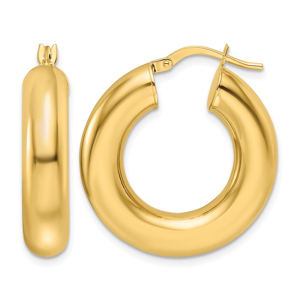 14k Polished 6mm Hollow Round Tube Round Hoop Earrings