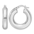 14k White Gold Polished 6mm Hollow Round Tube Round Hoop Earrings