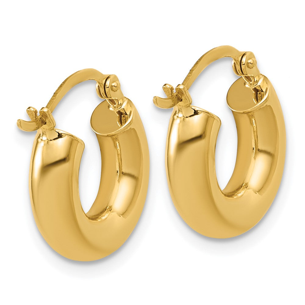 10k Polished 4mm x 15mm Lightweight Tube Hoop Earrings