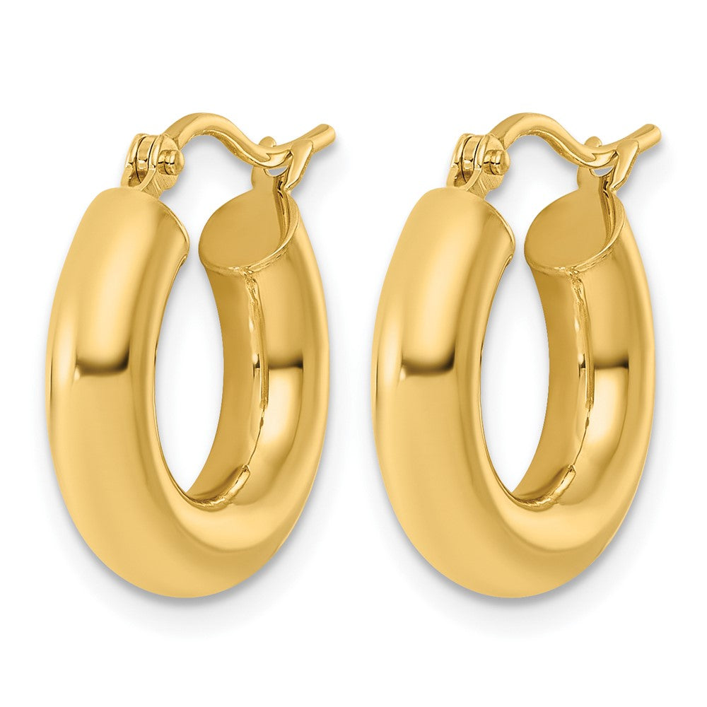14k Polished 4mm x 17mm Tube Hoop Earrings