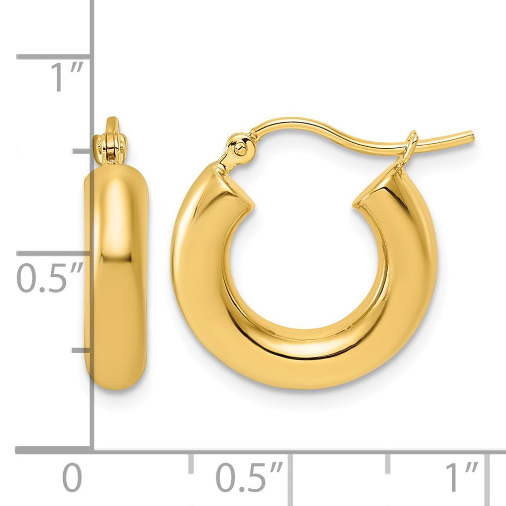 10k Polished 4mm x 17mm Lightweight Tube Hoop Earrings