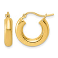 10k Polished 4mm x 17mm Lightweight Tube Hoop Earrings