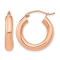 14k Rose Gold Polished 4mm x 20mm Tube Hoop Earrings