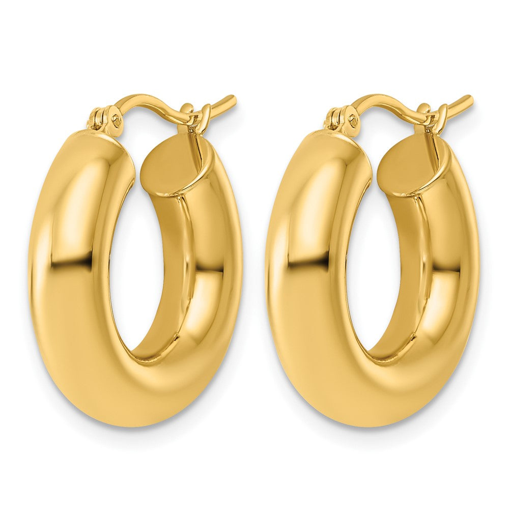10k Polished 5mm x 20mm Tube Hoop Earrings