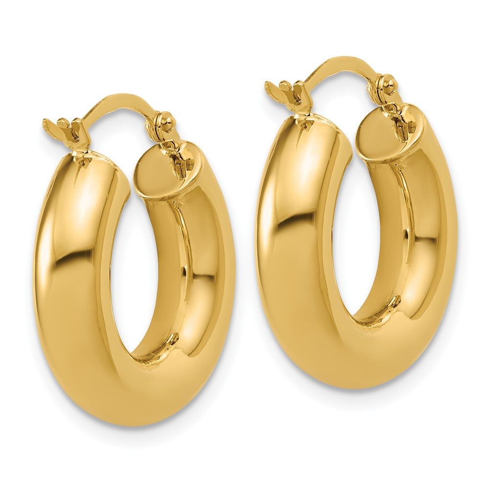 10k Polished 5mm x 20mm Tube Hoop Earrings