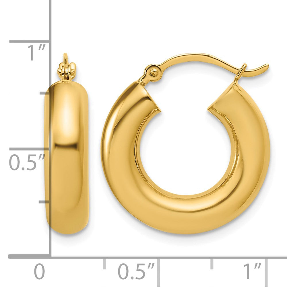 14k Polished 5mm x 20mm Tube Hoop Earrings