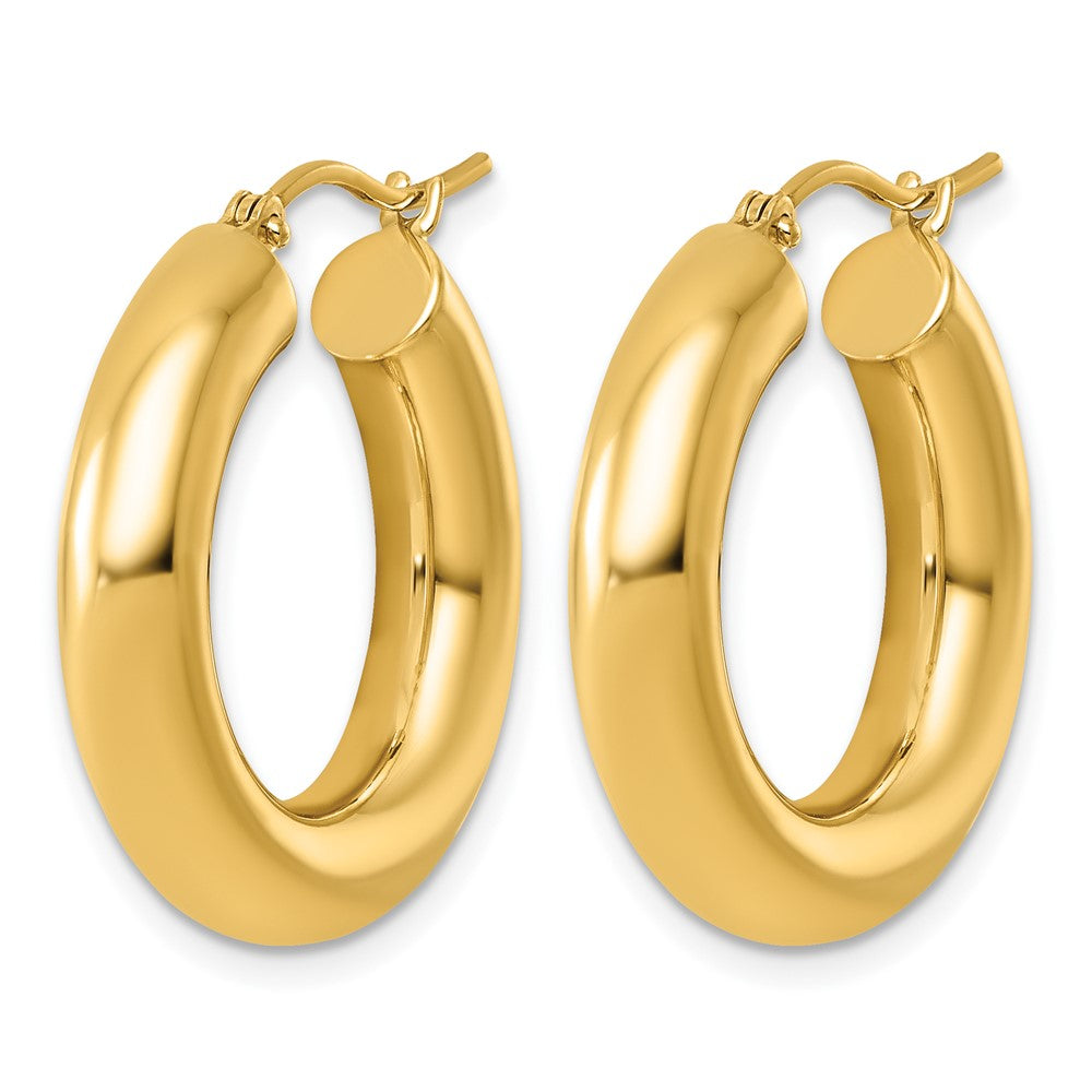 10k Polished 5mm x 25mm Tube Hoop Earrings