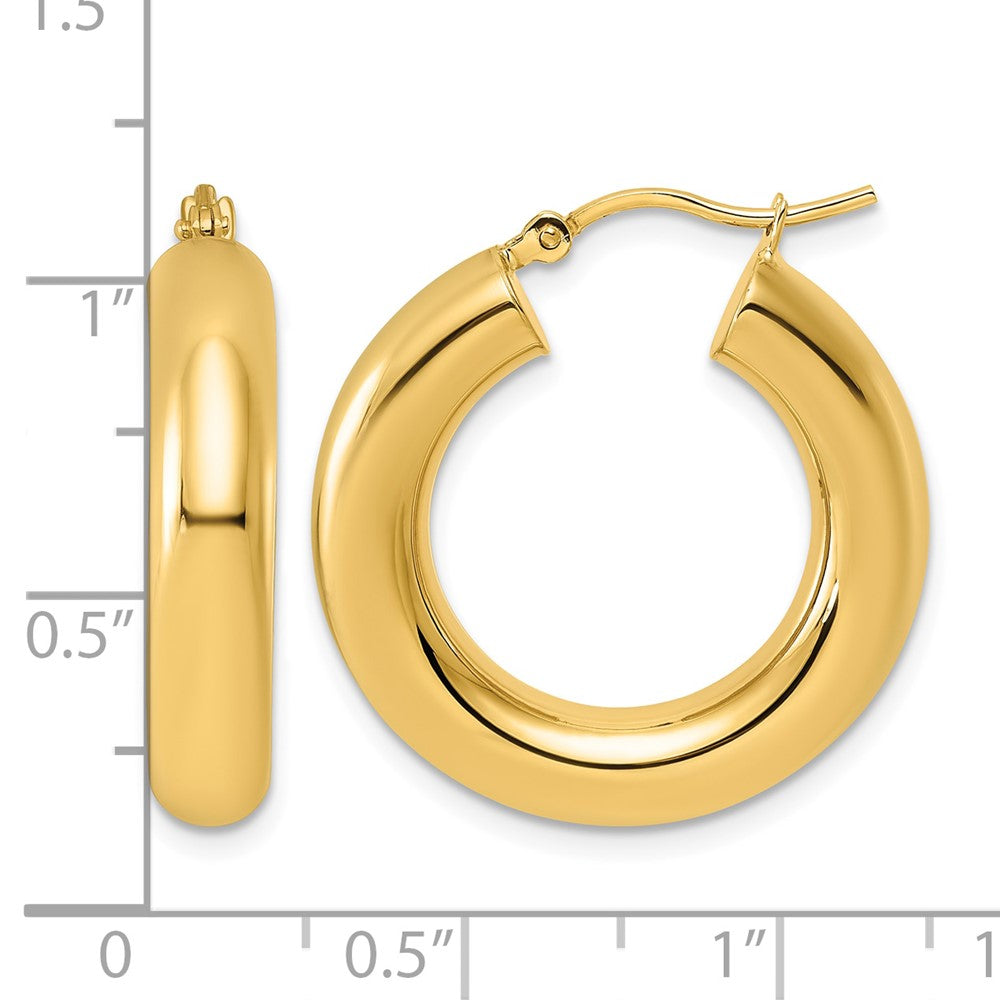 14k Polished 5mm x 25mm Lightweight Hoop Earrings