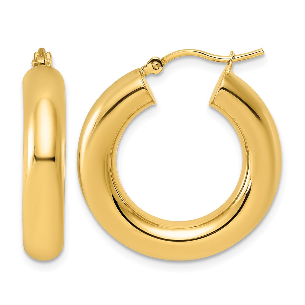 14k Polished 5mm x 25mm Lightweight Hoop Earrings