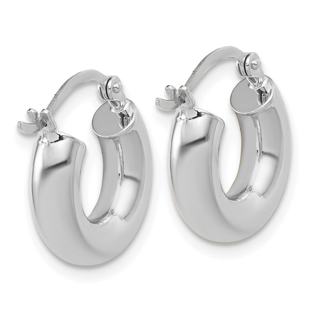14k White Gold Polished 4mm x 15mm Tube Hoop Earrings