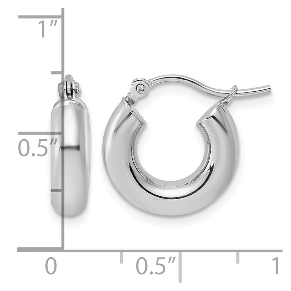 14k White Gold Polished 4mm x 15mm Lightweight Tube Earrings