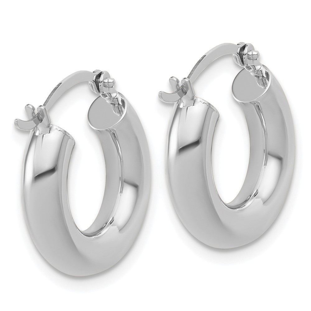 10k White Gold Polished 4mm x 17mm Lightweight Tube Hoop Earrings