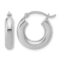 10k White Gold Polished 4mm x 17mm Tube Hoop Earrings