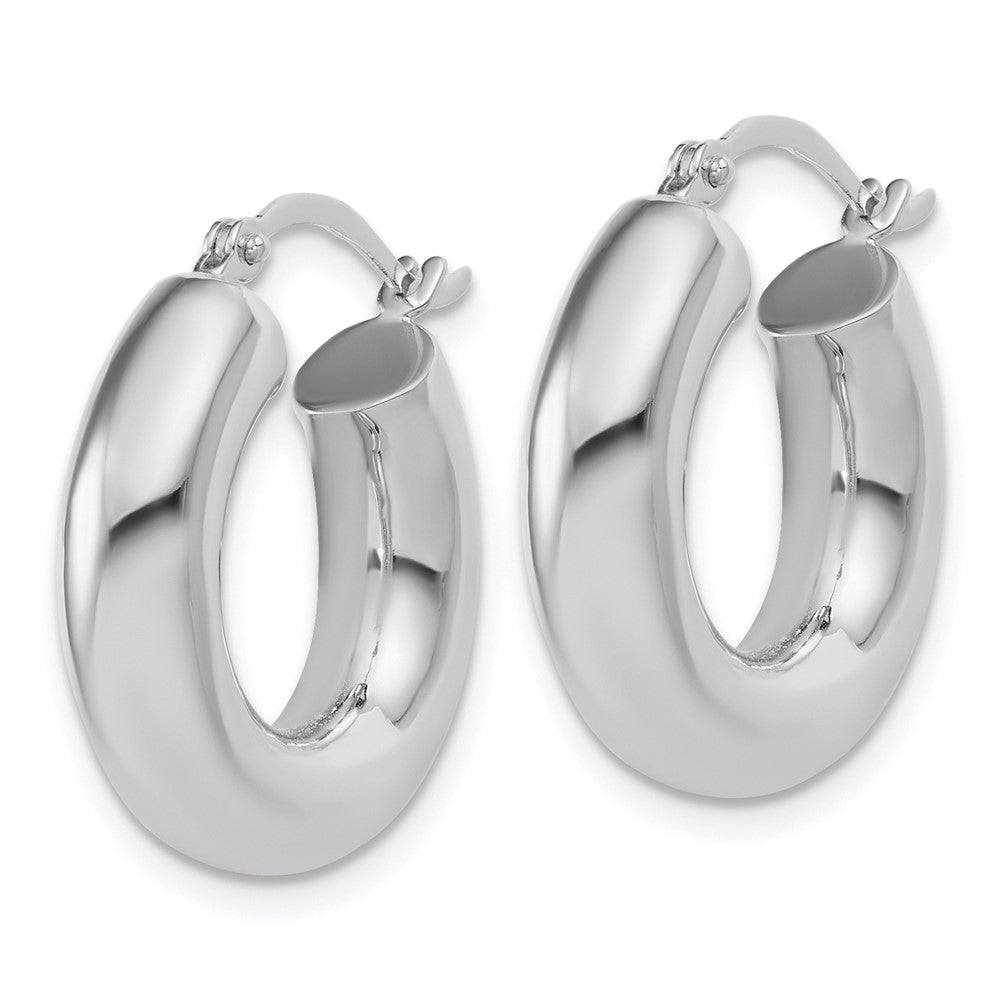 14k White Gold Polished 5mm x 20mm Tube Hoop Earrings