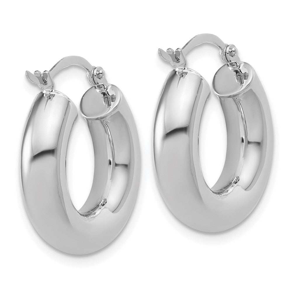 14k White Gold Polished 5mm x 20mm Tube Hoop Earrings