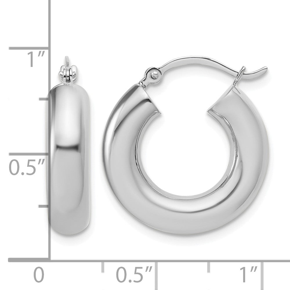 14k White Gold Polished 5mm x 20mm Tube Hoop Earrings