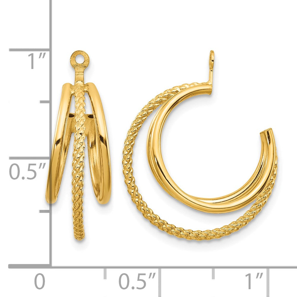 14k Polished & Twisted Triple Hoop Earring Jackets