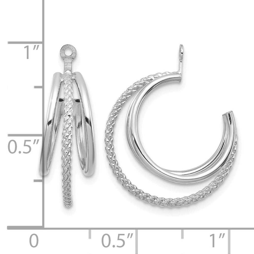 14K White Gold Polished & Twisted Triple Hoop Earring Jackets