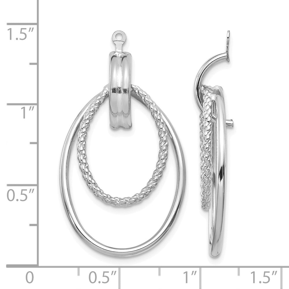 14K White Gold Polished Double Hoop Earring Jackets