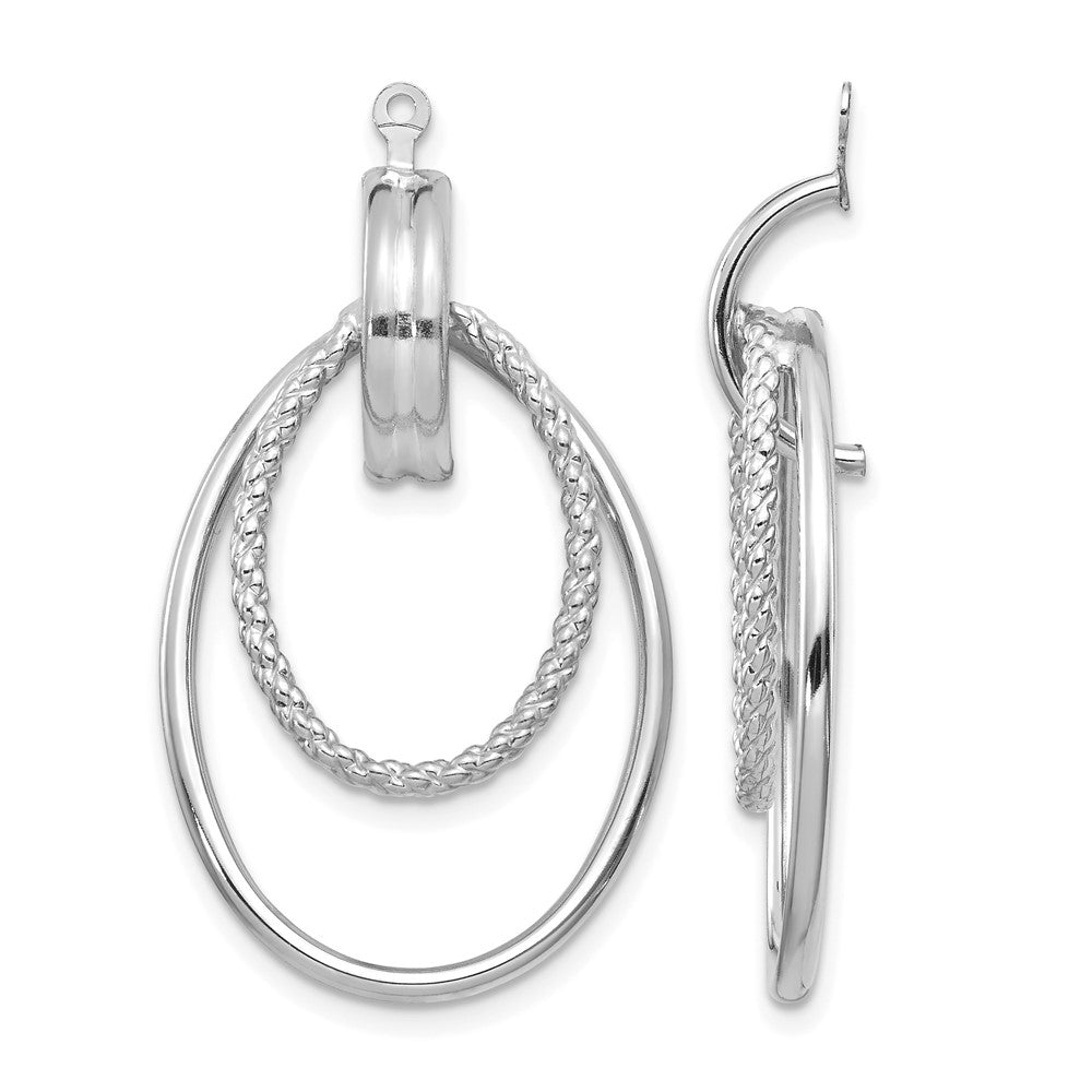 14K White Gold Polished Double Hoop Earring Jackets