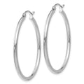 14k White Gold Polished 2x35mm Tube Hoop Earrings