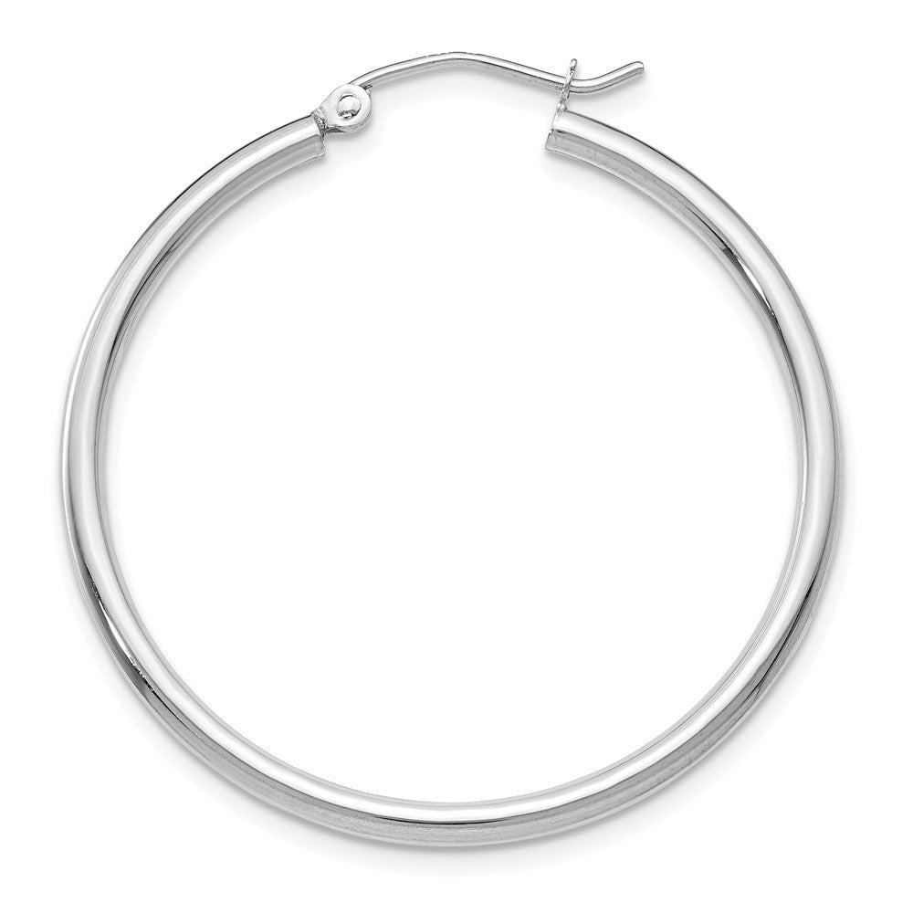 Single 14k White Gold Polished 2x35mm Tube Hoop Earring