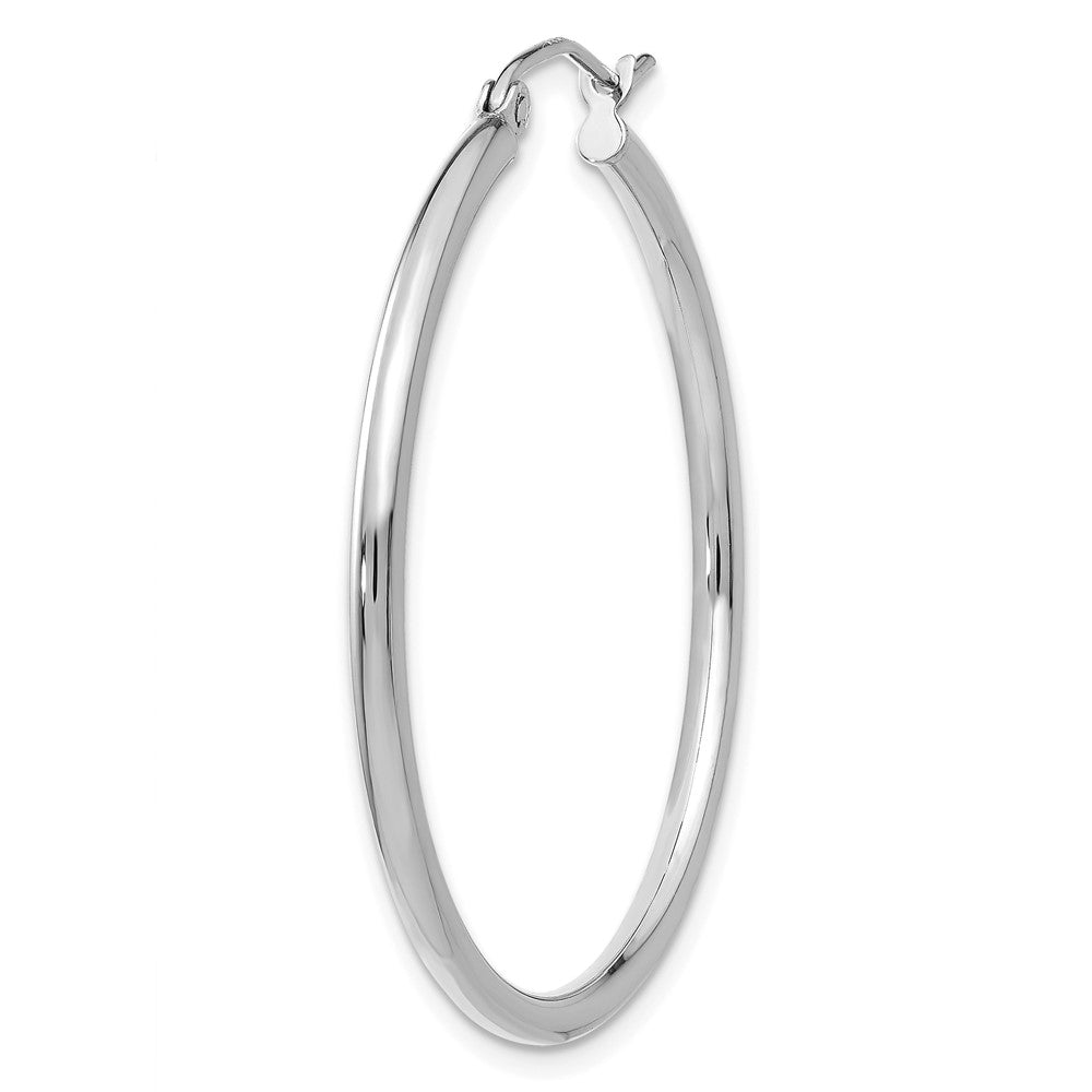 Single 14k White Gold Polished 2x35mm Tube Hoop Earring