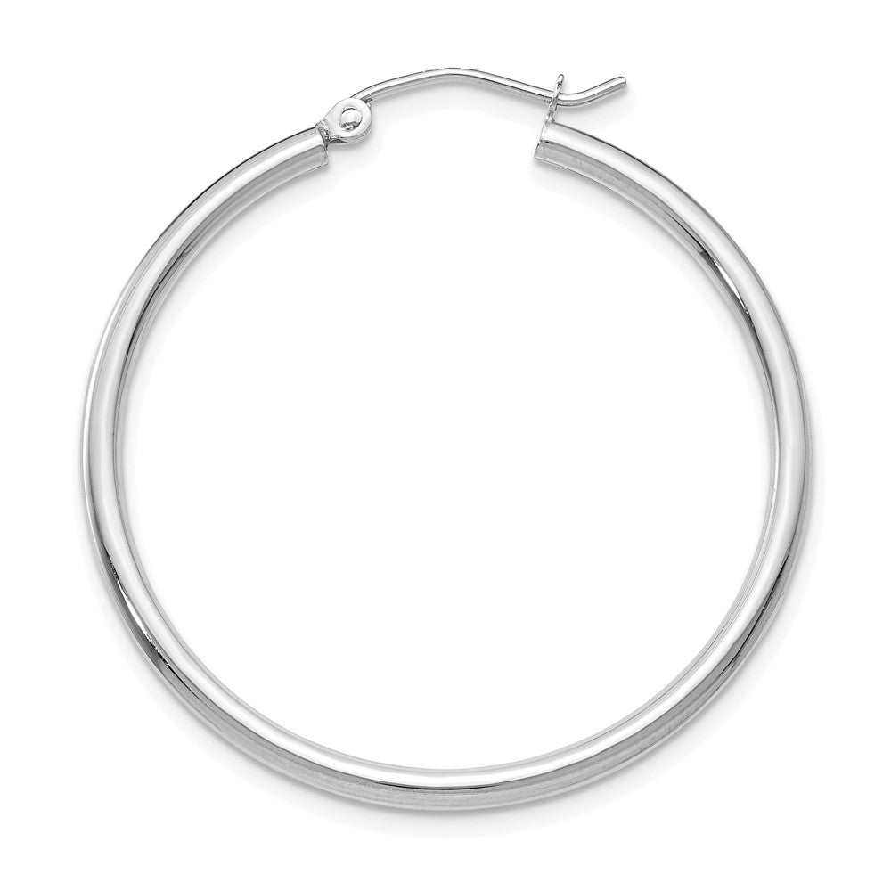 Single 14k White Gold Polished 2x35mm Lightweight Tube Hoop Earring