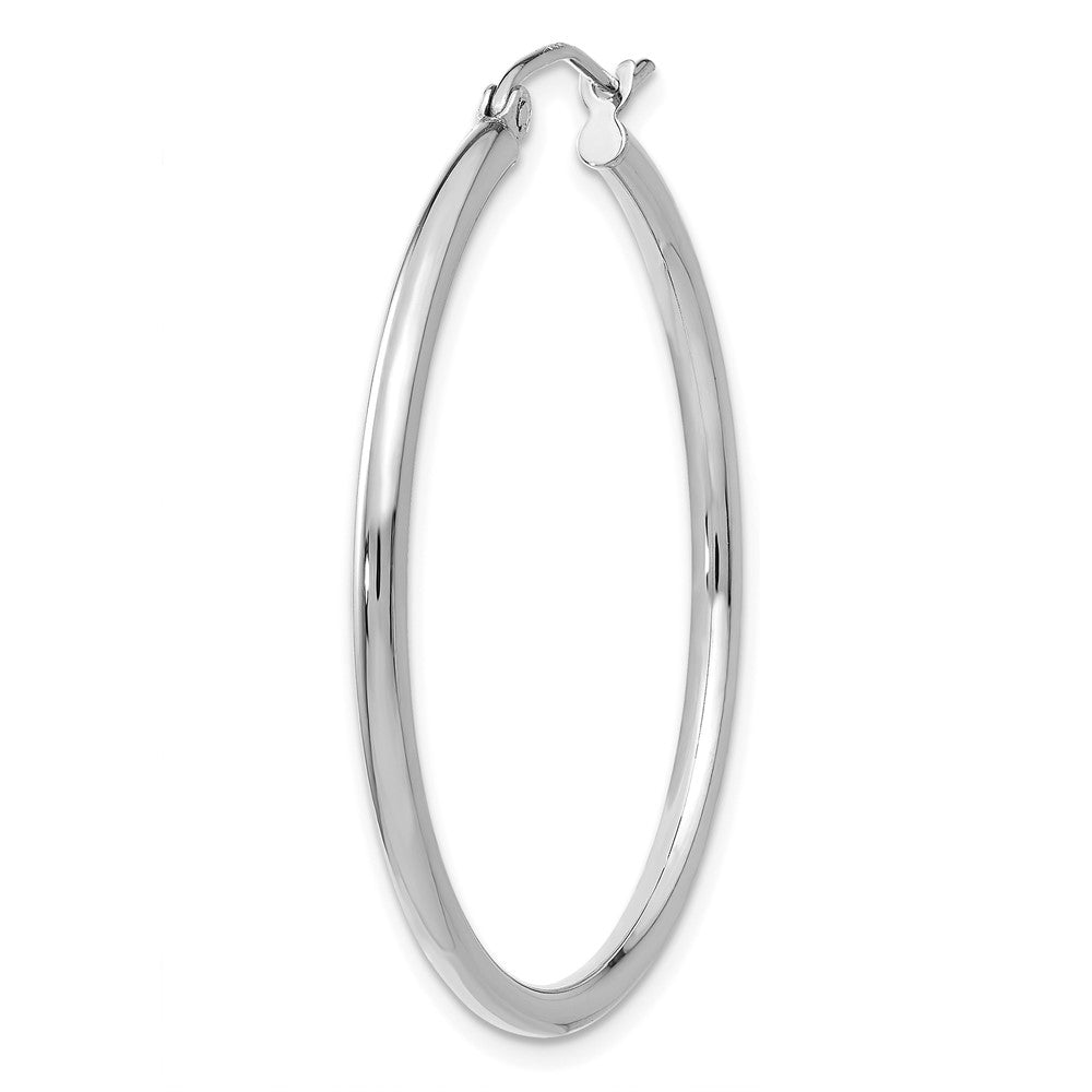 Single 14k White Gold Polished 2x35mm Lightweight Tube Hoop Earring