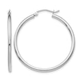14k White Gold Polished 2x35mm Lightweight Tube Hoop Earrings