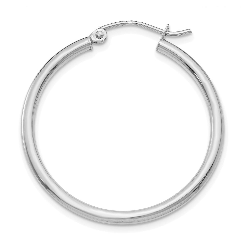 Single 14k White Gold Polished 2x30mm Tube Hoop Earring