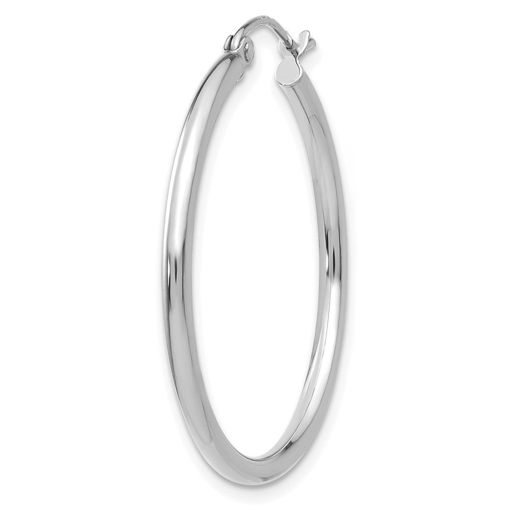 Single 14k White Gold Polished 2x30mm Tube Hoop Earring