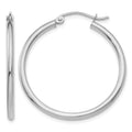 14k White Gold Polished 2x30mm Tube Hoop Earrings