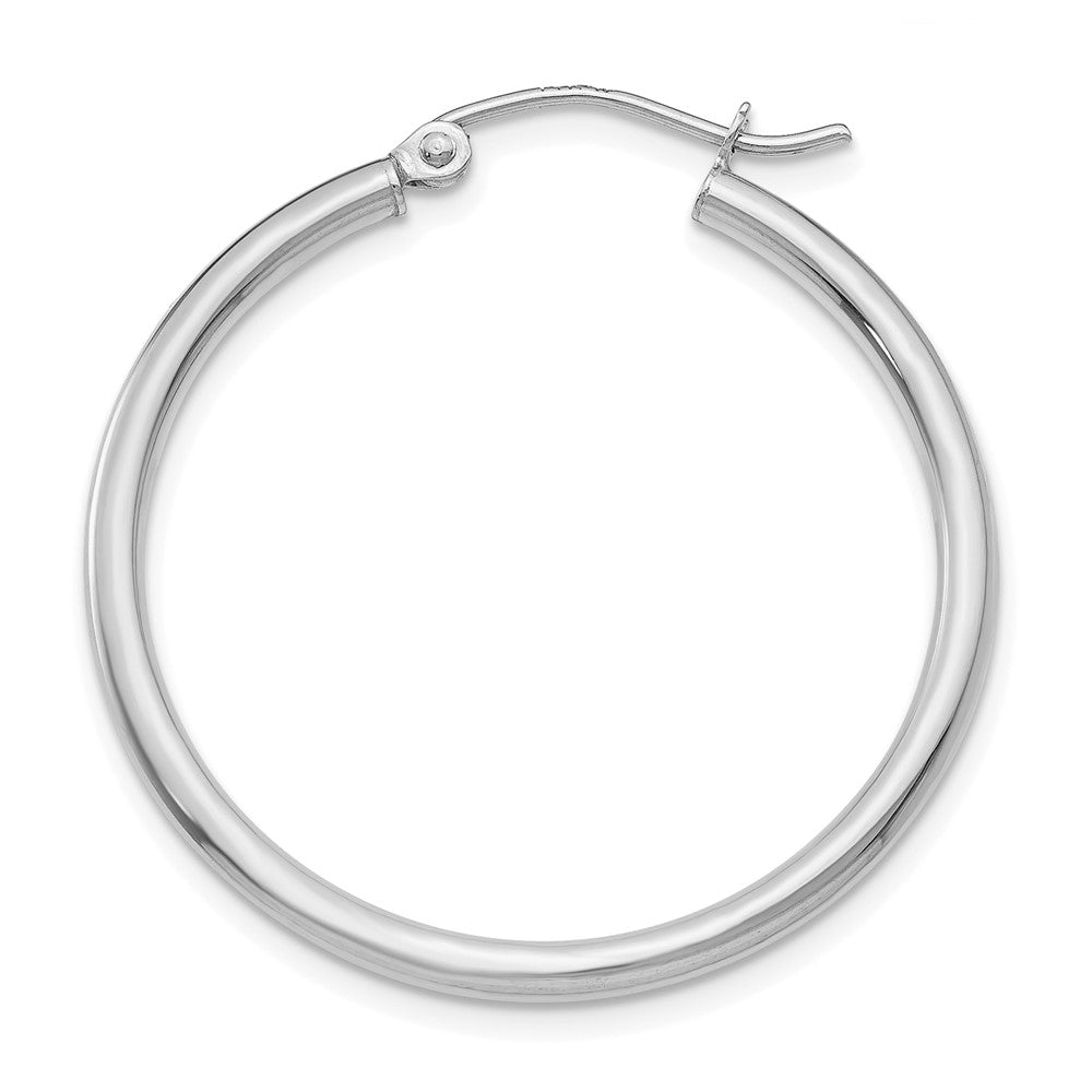 Single 14k White Gold Polished 2x30mm Lightweight Tube Hoop Earring