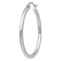 Single 14k White Gold Polished 2x30mm Lightweight Tube Hoop Earring