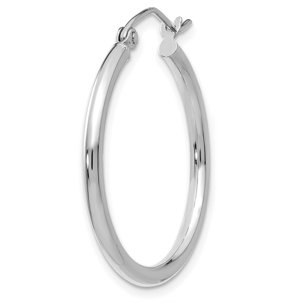 Single 14k White Gold Polished 2x25mm Tube Hoop Earring