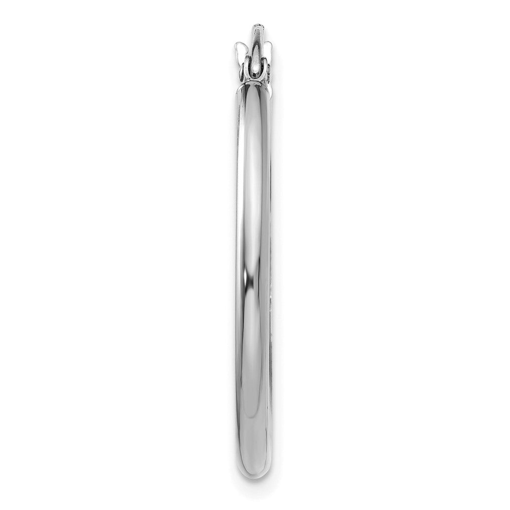 Single 14k White Gold Polished 2x25mm Lightweight Tube Hoop Earring