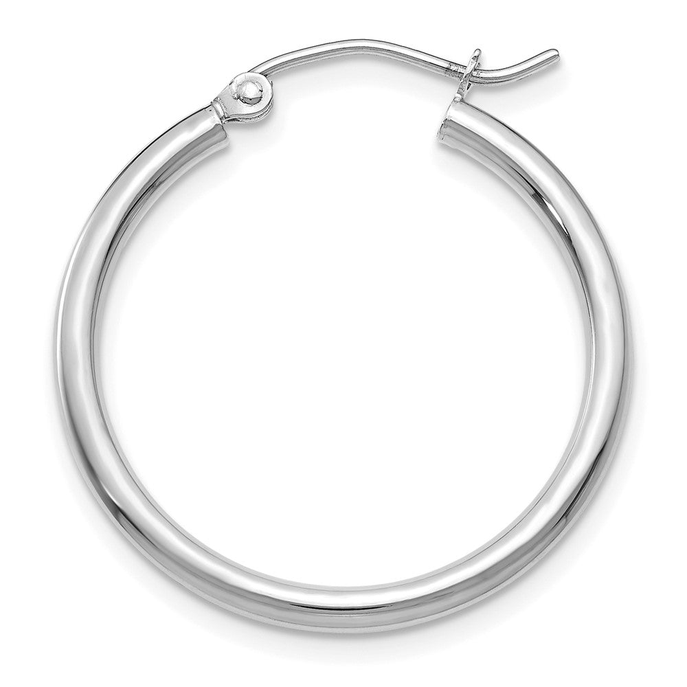 Single 14k White Gold Polished 2x25mm Lightweight Tube Hoop Earring