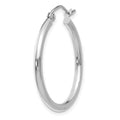 Single 14k White Gold Polished 2x25mm Lightweight Tube Hoop Earring