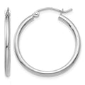 14k White Gold Polished 2x25mm Lightweight Tube Hoop Earrings