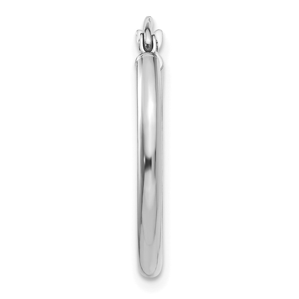 Single 14k White Gold Polished 2x20mm Lightweight Tube Hoop Earring