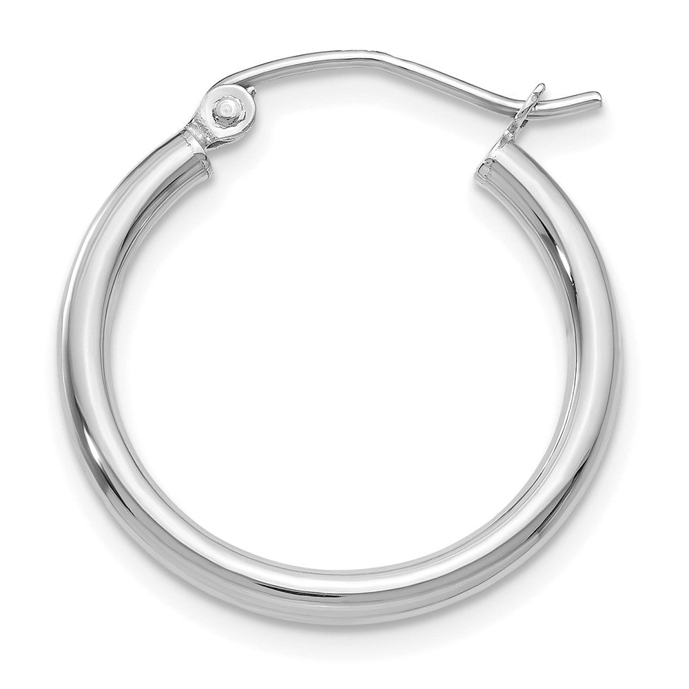 Single 14k White Gold Polished 2x20mm Lightweight Tube Hoop Earring