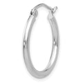 Single 14k White Gold Polished 2x20mm Lightweight Tube Hoop Earring