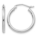 14k White Gold Polished 2x20mm Lightweight Tube Hoop Earrings