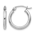 14k White Gold Polished 2x15mm Tube Hoop Earrings
