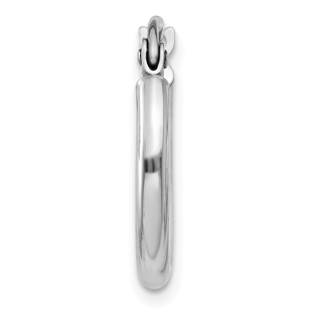 Single 14k White Gold Polished 2x15mm Lightweight Tube Hoop Earring