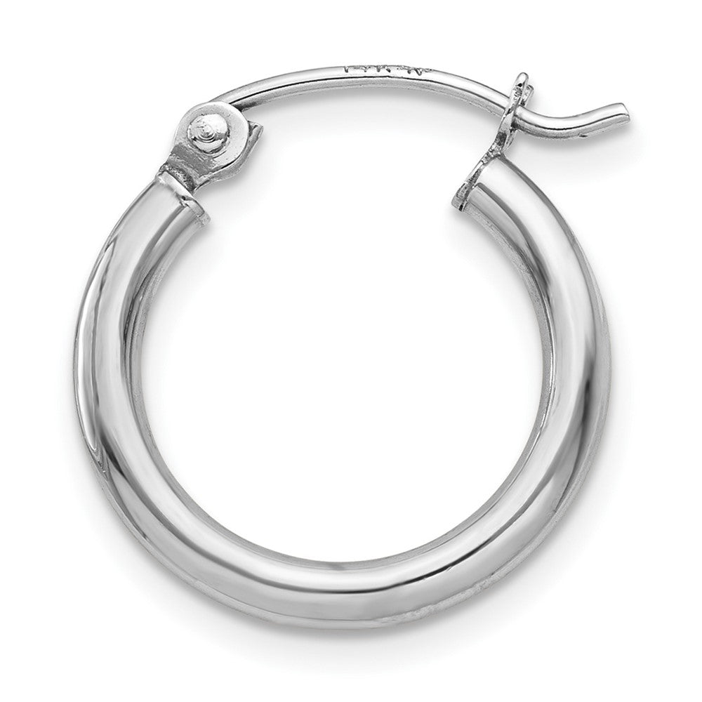 Single 14k White Gold Polished 2x15mm Lightweight Tube Hoop Earring